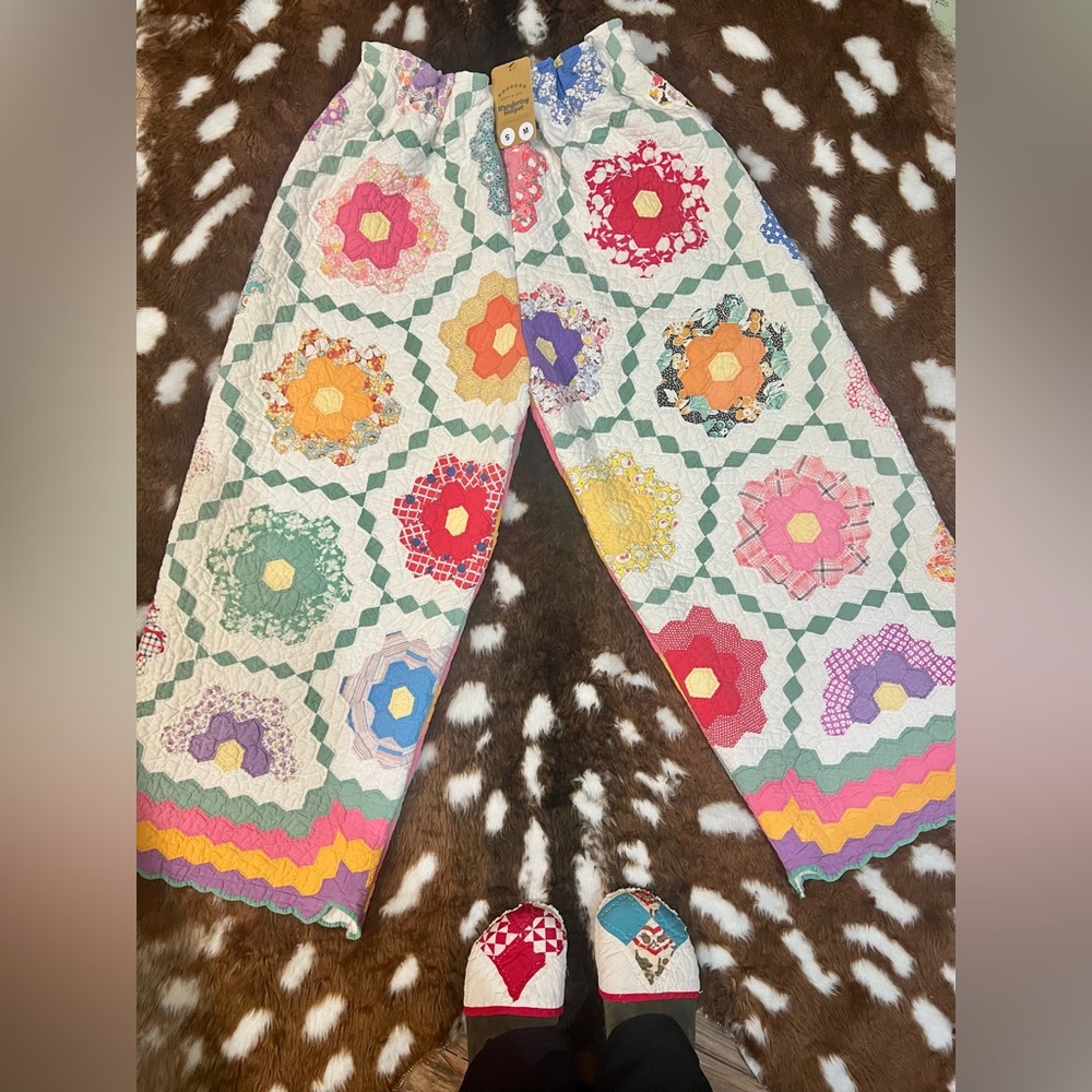 Vintage Quilted Quilt Patchwork pants Western Boho Hippie Festival Dopamine